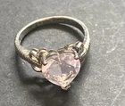 STERLING SILVER 925 Lot Ring A26 Sz 7 Pink Topaz Heart Love Engagement Friends