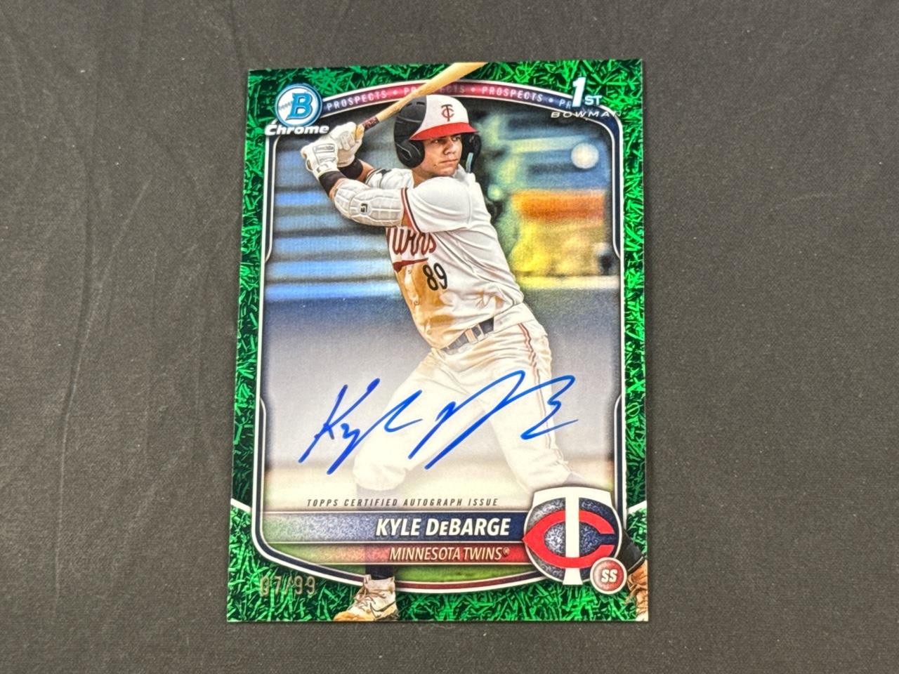2025 BOWMAN CHROME KYLE DEBARGE CPA-KD 1ST GREEN GRASS REFRACTOR AUTO 07/99