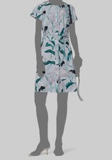 Tory Burch Women's White Crew Neck Short Sleeve Floral Shirt Dress Size 4