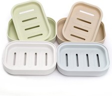 4 Pack Plastic Soap Dish, Soap Container, Double Layer Draining Soap Holder for