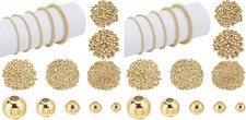 695pcs 18K Gold Spacer Beads for Jewelry Making - 5 Sizes Included