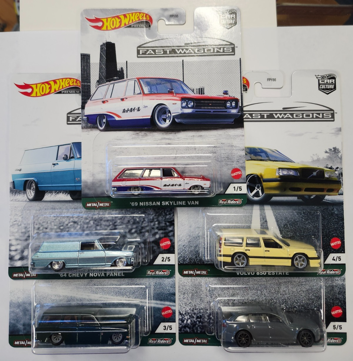 Hot Wheels Car Culture Fast Wagons Complete Set of 5 w/ '69 Nissan