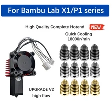 For Bambu Lab X1 X1C P1P P1S Hotend Fan Assembly Hardened Steel Extruder Nozzles
