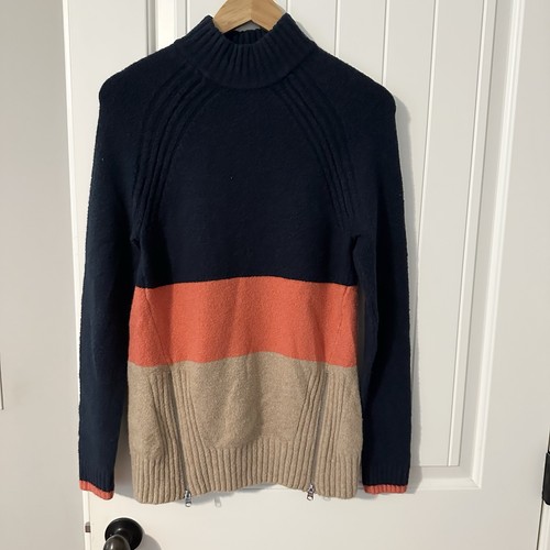ABERCROMBIE & FITCH Wollmischung Pullover Damen Größe Small Colorblock Stehkragen - Bild 1 von 5