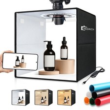 12x12 Inch Portable Folding Photo Studio Box with Dimmable Ring Light, 3 Colo...