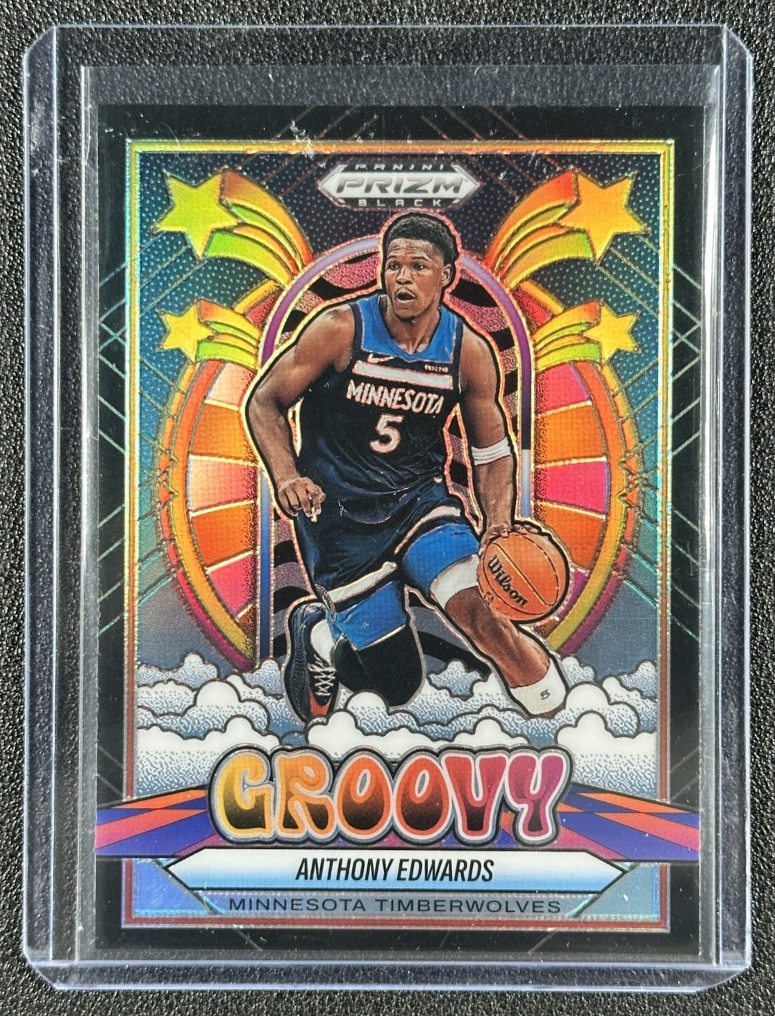 ANTHONY EDWARDS 2024-25 PANINI PRIZM BLACK #8 GROOVY SP TIMBERWOLVES