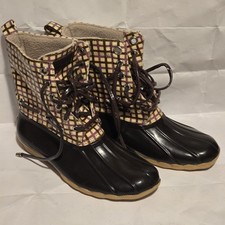 Sperry Top Sider Waterproof Duck Boots Plaid Women's Sz 6 Gum Shoes Rubber