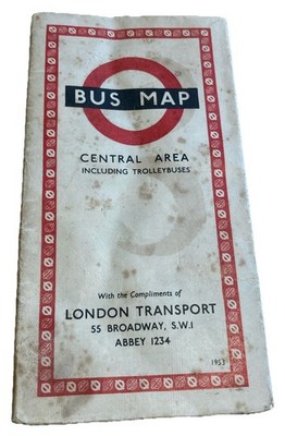 1953 London Transport Bus Karten Druck Ref. 253 stockig und gerissen aber komplett 