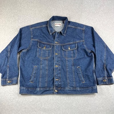 Wrangler Rugged Wear Shirt Jacket Mens XXL Blue Denim Long Sleeve Workwear