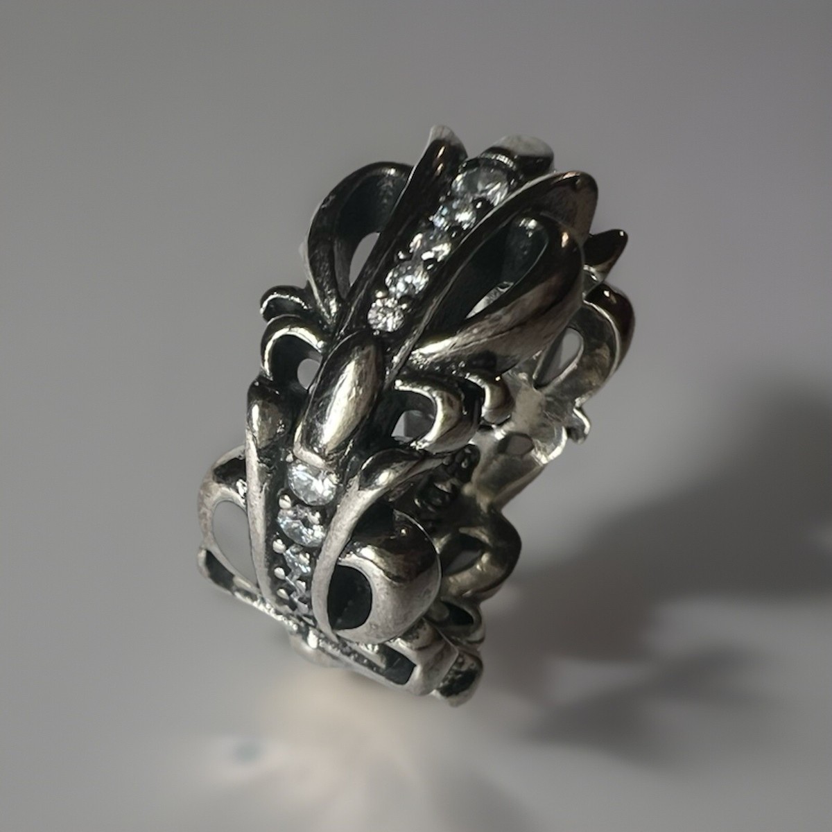 Chrome Hearts Double Floral Diamond Ring US 7 SV925 Silver | eBay