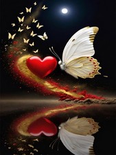 5D Heart Diamond Painting Kits for Adults, Butterfly Diamond Art Kits Wall Decor