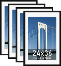 24x36 Poster Frame Set of 4 Wall Picture Frames 20x30 with Mat or 24x36 Black