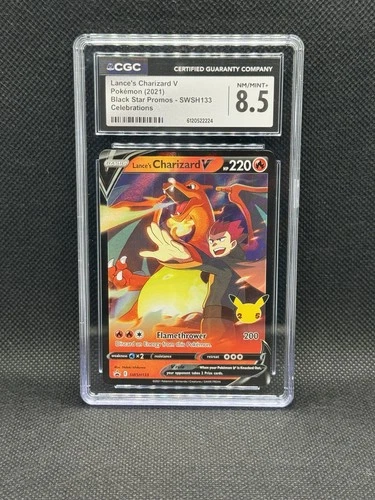 Pokemon TCG Lance's Charizard V Black Star Promo SWSH133 Celebrations CGC 8.5