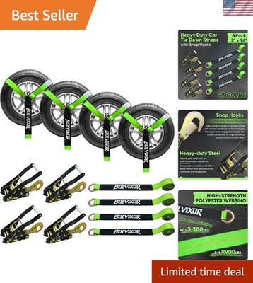 Adjustable Wheel Tie Down Straps - 4 Pack 9900LBS for SUVs, Trucks, and UTVs