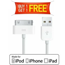 2 PACK OF 30 Pin USB Charger Data Sync Cable Cord For iPod Classic/ Nano /Touch