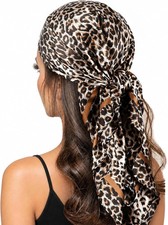 Leopard Print Head Scarf Silk Feel Bandana Hair Scarf for Women 35" Cheetah Pr