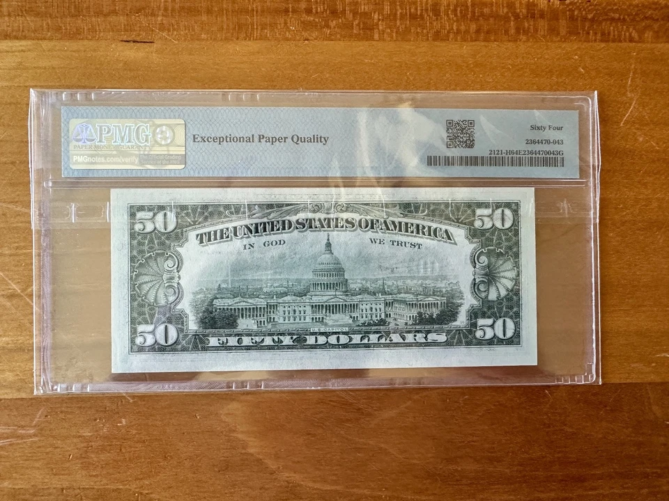 DBR 1981-A $50 FRN St. Louis Fr. 2021-H PMG 64 EPQ Serial H00860692A - Image 2 of 2