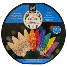 Member's Mark 150 Faceted LED C6, 5 Function Lights, Warm White to Multicolor