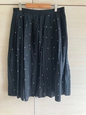 Margaret Howell Polka Dot Flare Skirt Size M Black