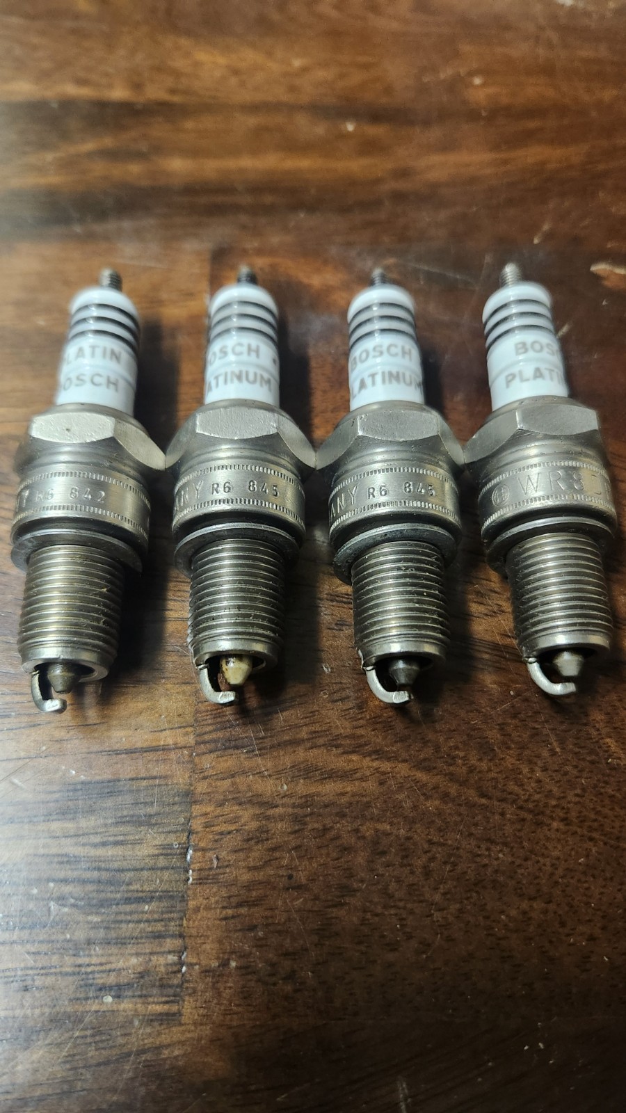 Set of 4 Vintage Bosch Super R6 845 Spark Plugs - Used - Made in Germany