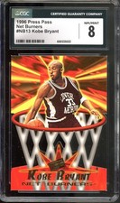 1996 Press Pass #NB13 Kobe Bryant Rookie CSG 8 Net Burners HOF Basketball Card. rookie card picture