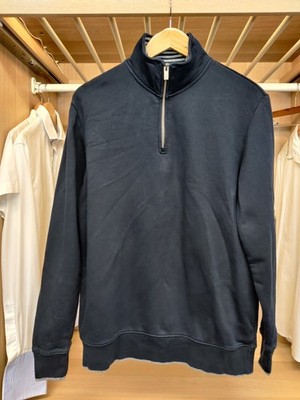 Marks & Spencer Pullover Sweater Herren Gr. Medium Navy 1/4 Zip Freizeit Baumwolle