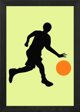 Silhouettes of basketball Framed Wall Art Poster Canvas Print Picture