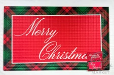 New Winter Wonder Lane Merry Christmas Outdoor Mat Red Plaid Holiday Rug 18x30