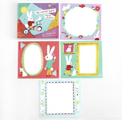 SAMPLE SET Memo Block Pad Reiko Tada ME AND MY DOG- 4 Patterns, 5 Sheets Each