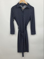 Talbots Women's Blue Geometric Long Sleeve Collared Shirt Dress Size XS