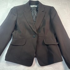 Tahari Arthur S Levine Blazer Womens 10P Brown Single Button Petite
