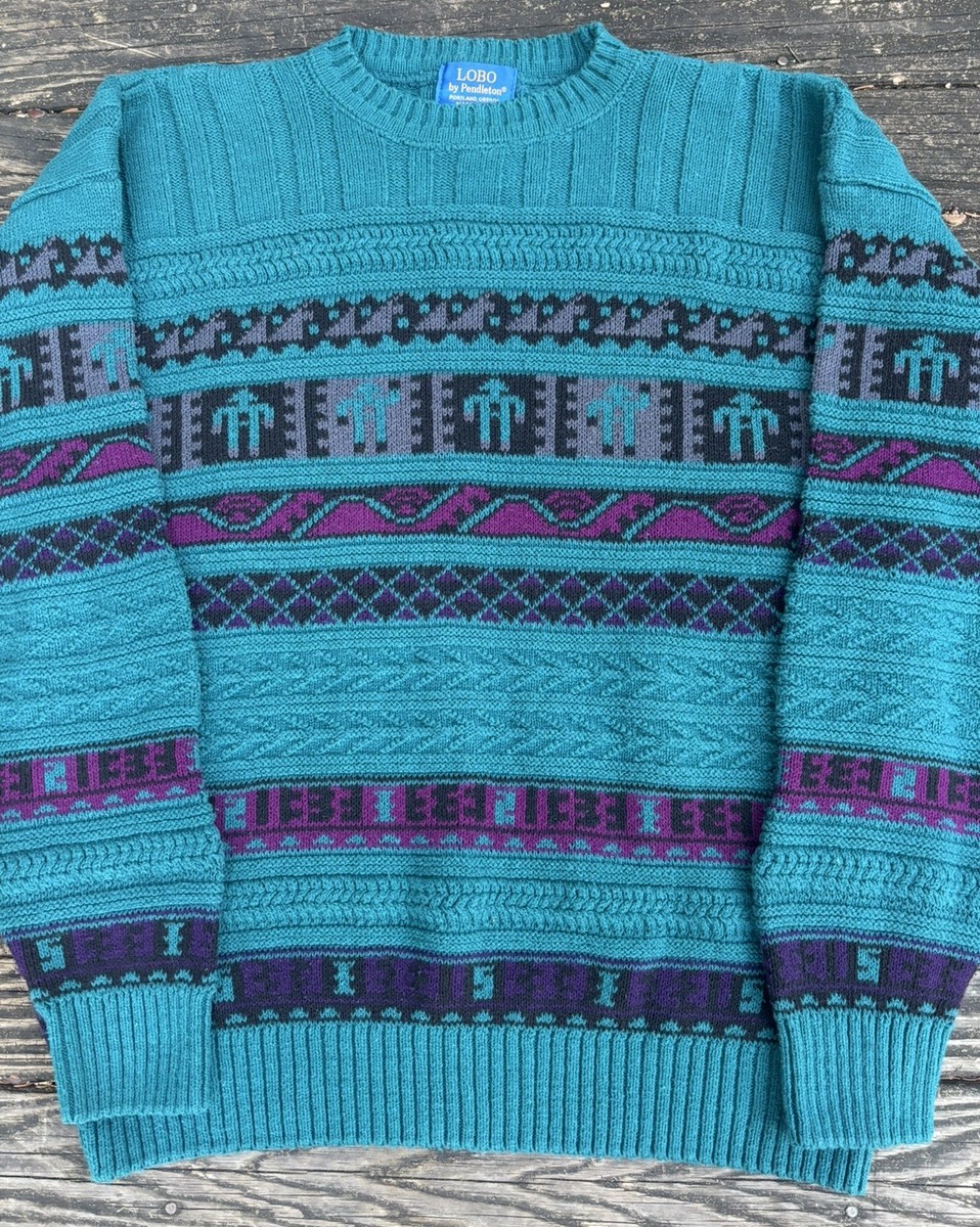 Vintage LOBO By Pendleton Crewneck Knit Sweater 80s 90s Vtg USA | eBay
