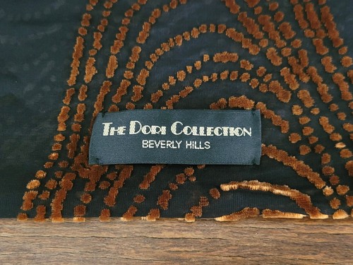 The Dori Collection ~ Beverly Hills ~ Large Black Shawl With Brown Velvet Design - Picture 5 of 5