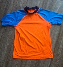 Lands' End Boys Size LARGE 10-12 Rash Guard Swim Shirt Orange Short Sleeve