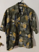 XL Men's PIERRE CARDIN Vintage Green Pineapples Coconuts Hawaiian NEVER WORN