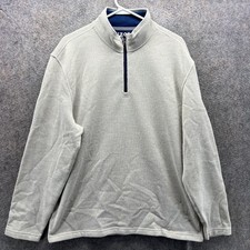 IZOD Sweatshirt Mens Large Beige Advantage Performance 1/4 Zip Fleece Pullover