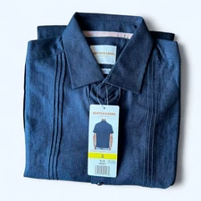 Scotch & soda Men's Short Sleeve Woven Shirt Blue Size S