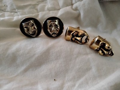 2 Vintage sets of  theater Masks Cufflinks