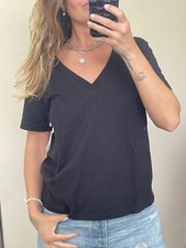 Good American Black V-neck Tshirt S NWT