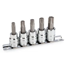 Powerbuilt 5 Pc. 3/8 in. Drive Torx Bit Socket Set, Size from T40 to T55