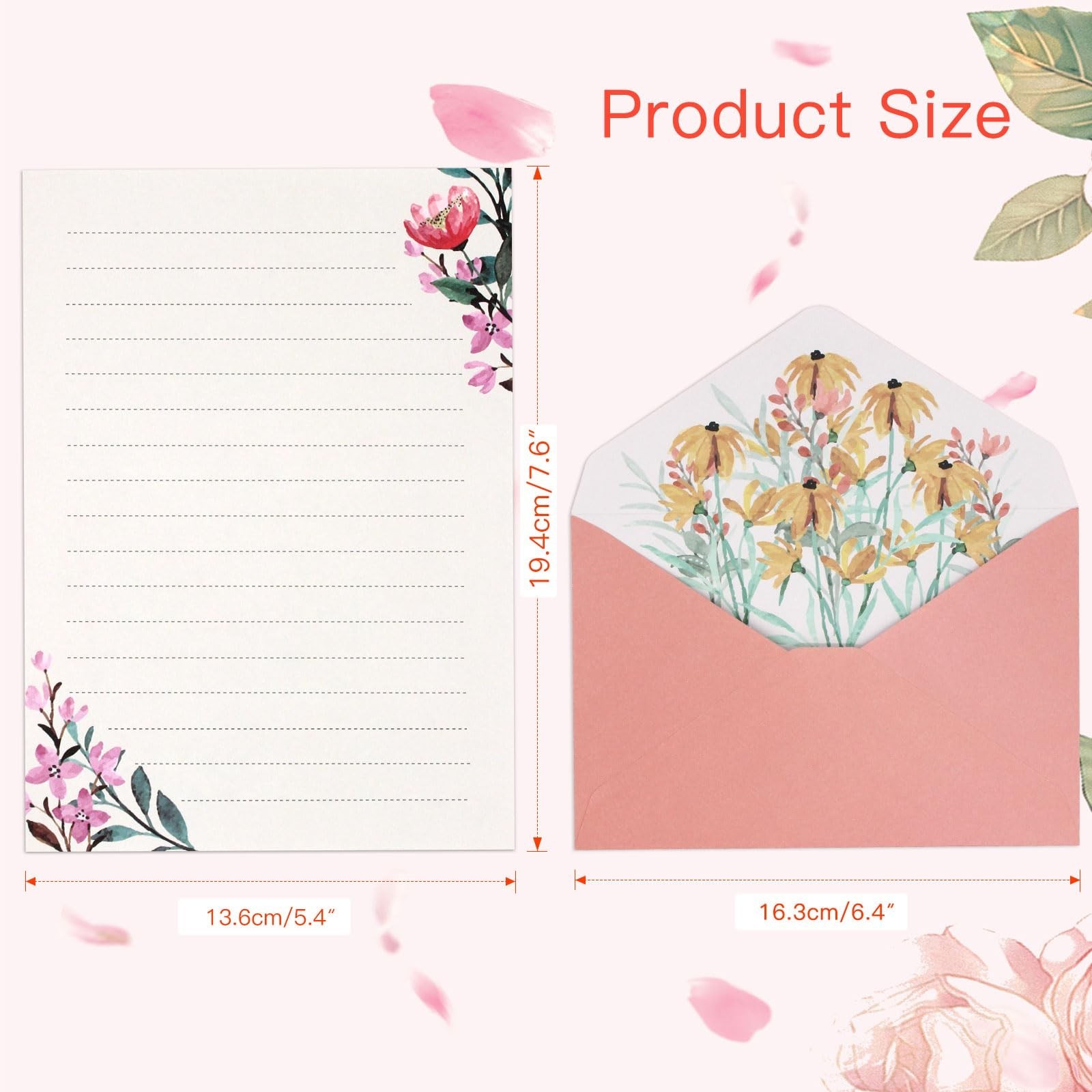 36 PCS Writing Paper and Envelopes Set,Warm Floral Themed Stationary Set for ...