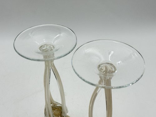 Jozefina Krosno mundgeblasen Kunstglas Kerzenhalter Stab Polen 9” & 10-1/4” - Bild 8 von 13