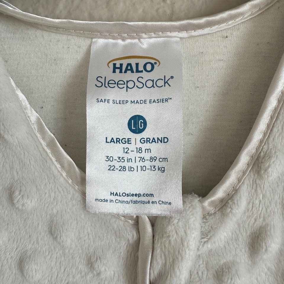 Manta portátil Halo SleepSack grande 12-18 meses blanca Minky Dot niño bebé Foto 3 de 4