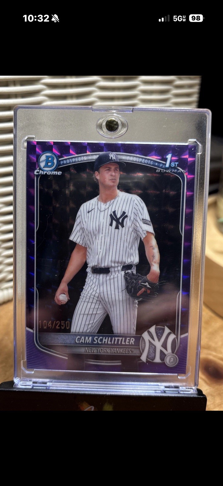 2025 Bowman Chrome-Prospects Cam Schlittler, Cam Schlittler #BCP-166 Purple /250