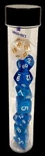 Sirius Dice SDZ000107 7 Piece Transparent Dice Set - Blue & White