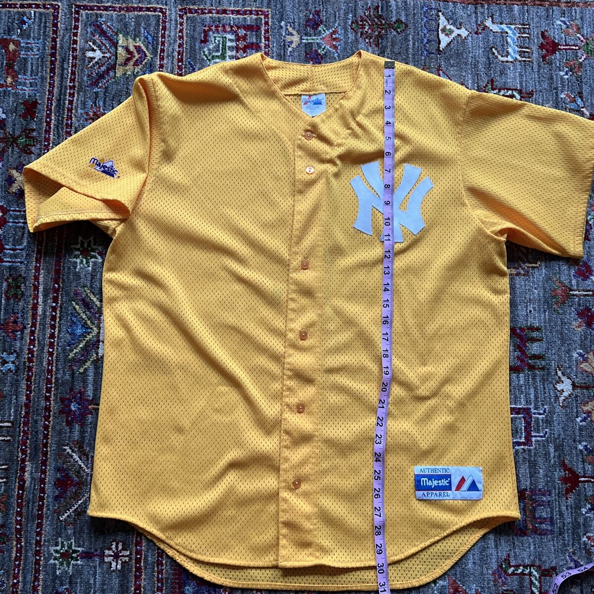 Vintage 90s Majestic New York Yankees MLB Baseball Jersey Yellow SZ L Made  USA