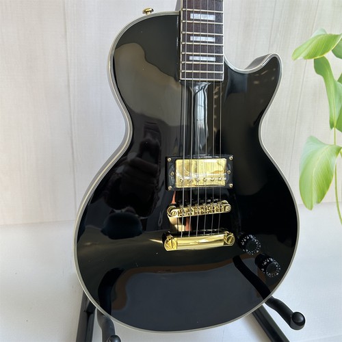 Factory LP Black Electric Guitar Gold Parts Fixed Bridge Square Inlay 6 Strings - Picture 4 of 11