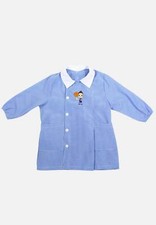 Kindergarten Apron Child Kindergarten Plaid Baby Embroidered Collar White