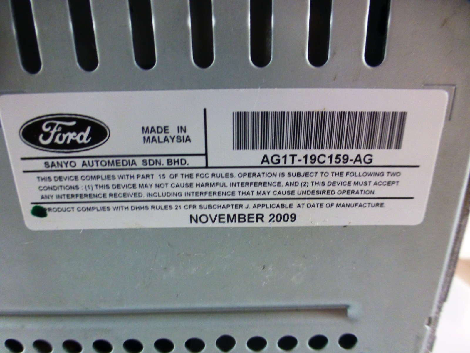 2010 Ford Taurus Radio 6 Disc Cd MP3 SAT OEM Mechanism AG1T19C159AG