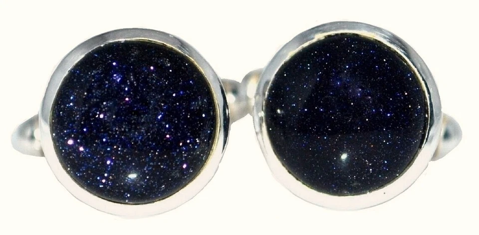 Gemelos de plata de ley 925 con piedras preciosas azules naturales para regalo para hombre Foto 3 de 4